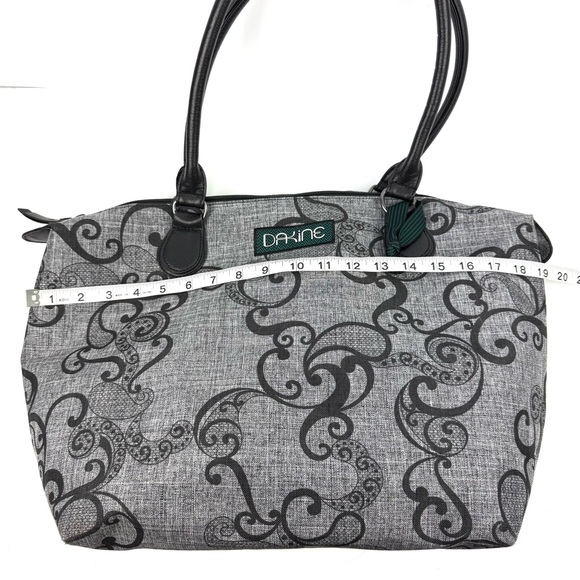 Dakine Tote Bag Gray Green Canvas Paisley Floral Packable Shoulder Bag - Picture 10 of 13